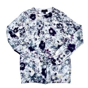 McDuff women's silk cashmere cardigan floral sweater cottage luxury 90s y2k M